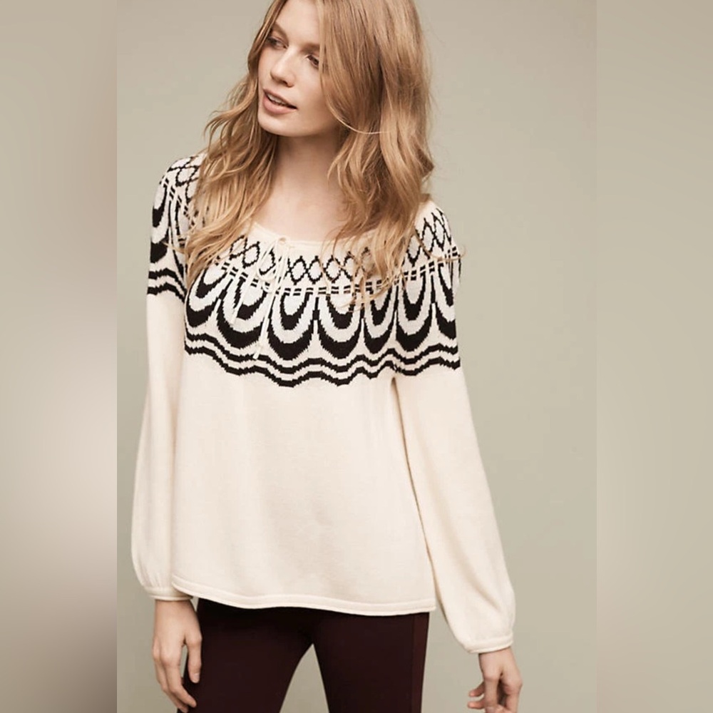 Anthropologie Metallic Bib Sweater By Field Flower By Wendi Reed sz XS Soft girl